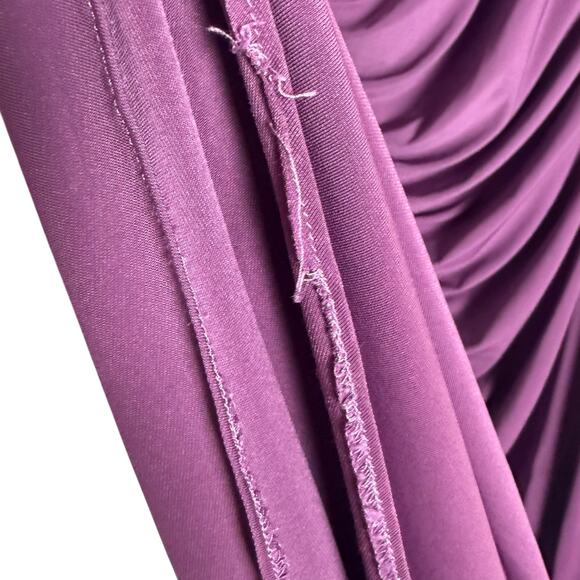 Halston Kamilah Jersey Purple One Shoulder Ruched Slit Cocktail Gown Size 4 - Picture 12 of 16